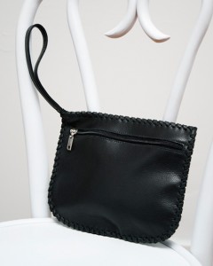 Black Tumbled Leather Coin Bag